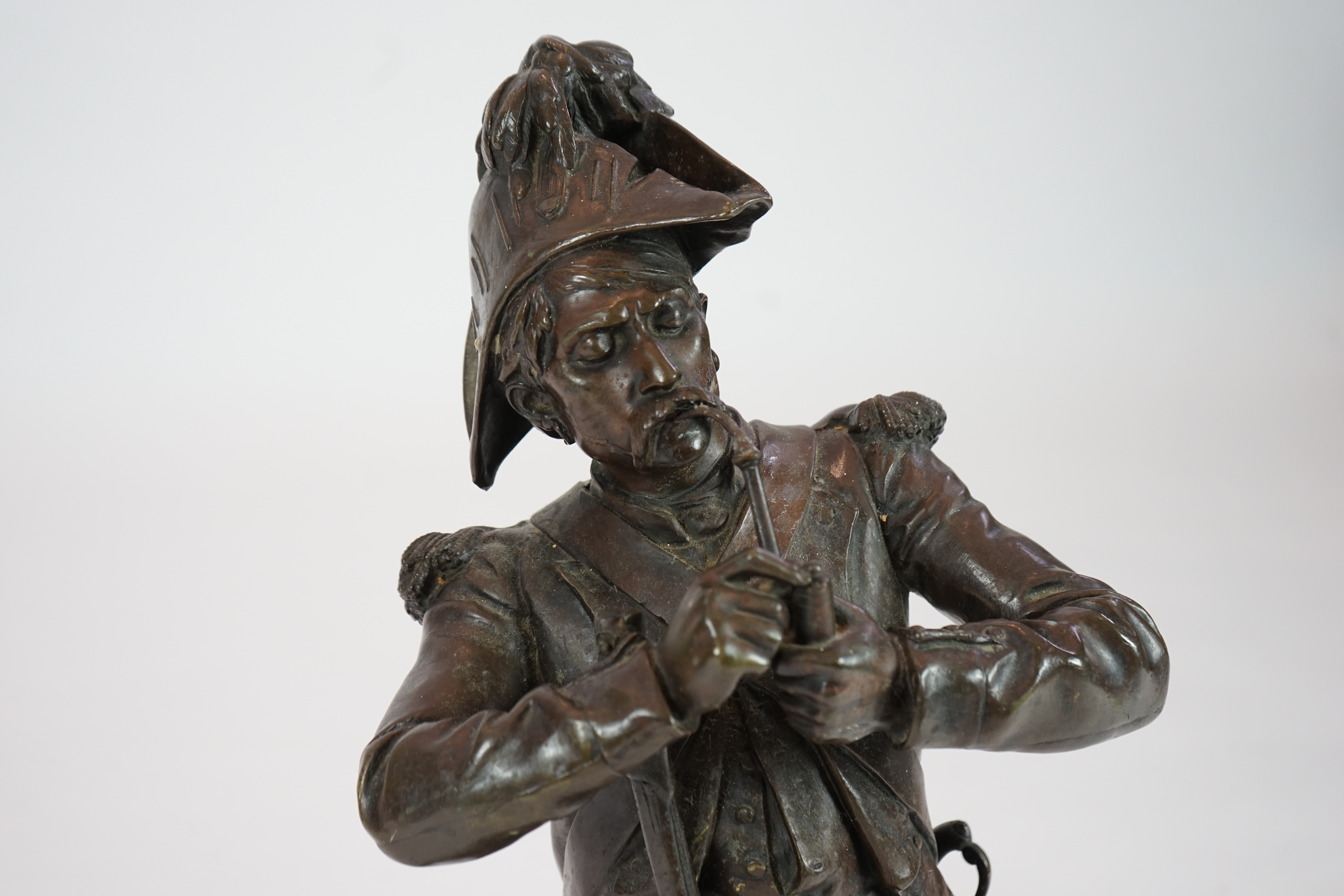 Henri Etienne Dumaige (French, 1830-1888), a bronze figure 'Apres le Combat Grenadier de 1792'